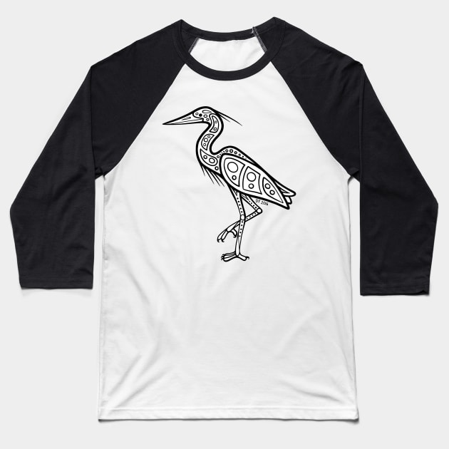 Native Inspired Great Blue Heron Baseball T-Shirt by DahlisCrafter